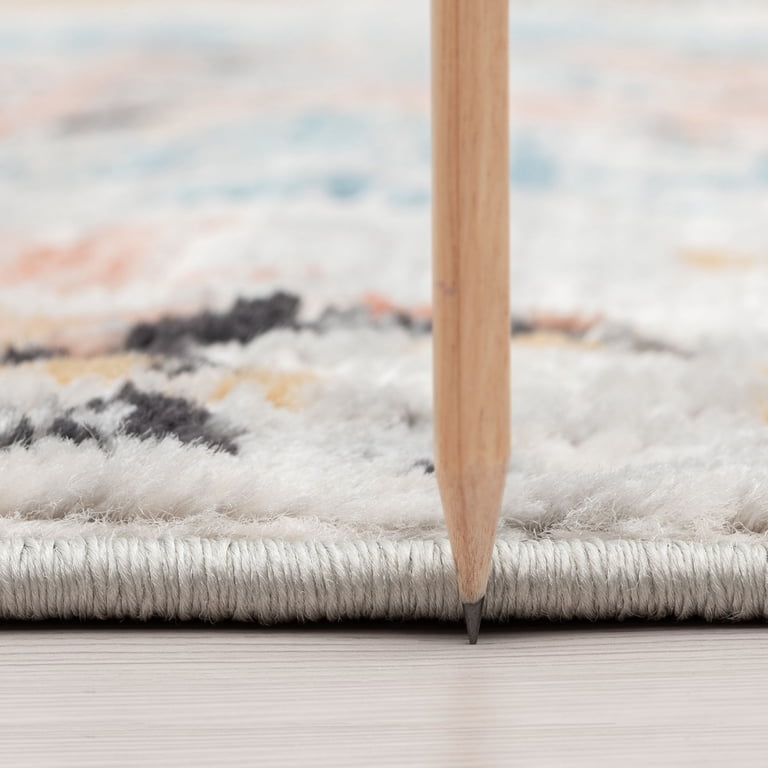 Anabel Traditional 5' x 7' Aqua and Peach Polypropylene