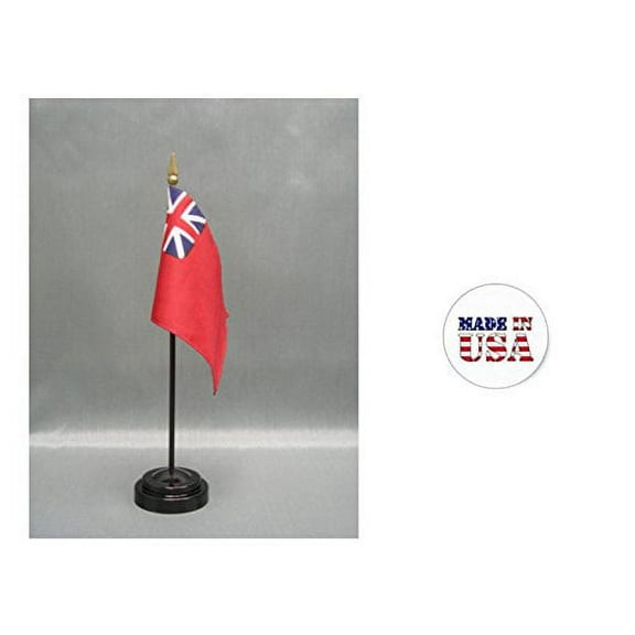 Made in The USA. 2 British Colonial Red Ensign 4"x6" Miniature Desk & Table Flags Includes 2 Flag Stands & 2 British Red Colonial Ensign Small Mini Stick Flags