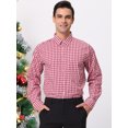 thumbnail image 2 of Unique Bargains Men's Plaid Button Down Long Sleeves Dress Checkered Shirts 2XL Red White, 2 of 6