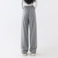 thumbnail image 2 of Basic Simple Womens High Waist Versatile Trousers Casual Loose Wide-Leg Pants - Grey XL, 2 of 7