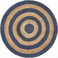 thumbnail image 2 of 8 Ft Round Navy Blue & Natural Jute Area Rug, Hand-Woven, Reversible, Farmhouse Boho Style, Durable & Pet-Friendly Rug for Living Room, Dining Room, and Bedroom, 2 of 5