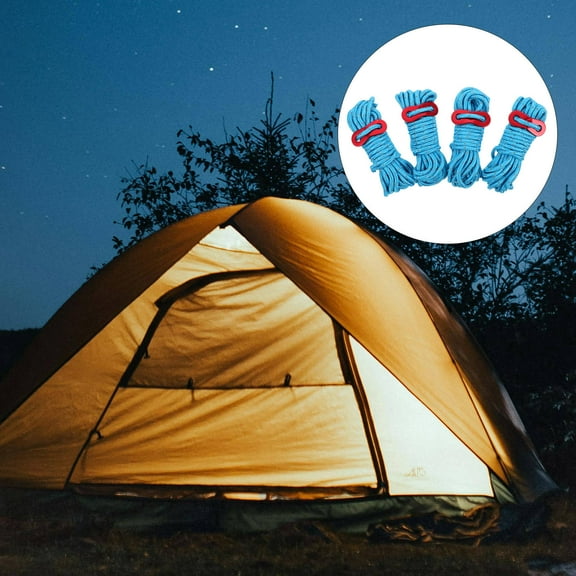 Raindrops Tent Ropes Blue 4Pcs 3.9X1.4X1.2In Polyester Windproof Reflective