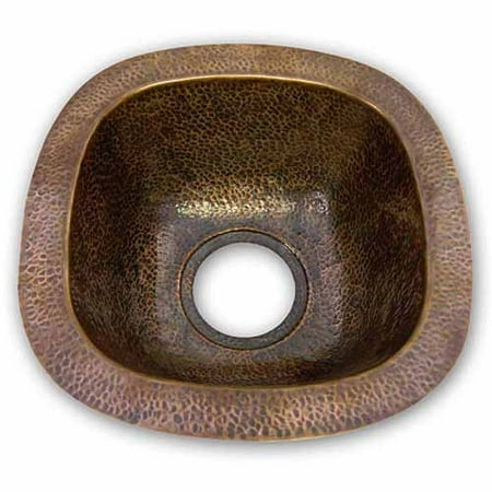 Copper Undermount Bar Houzer HW-SCH1BF Hammerwerks Series Undermount Copper Single Bowl Bar/Prep Sink, Antique Copper ()