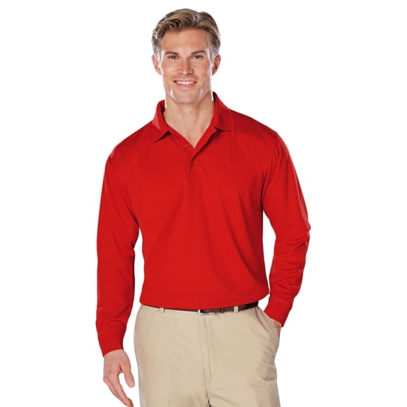 BlueGeneration Adult L/S Snag Resistant Moisture Wicking Polo - Red 3 Extra Large Solid