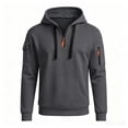thumbnail image 4 of Wuxian Men's Hoodie With Zip Pocket Fall Winter Casual Quarter Zip Pullover Tops Long Sleeve Hooded Sweatshirts, 4 of 4