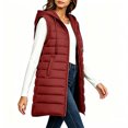 thumbnail image 5 of IUYRTFE Women Longline Hooded Puffer Vest Zip Up Sleeveless Winter Coat with Pockets for Outdoor Travel Daily Wear, 5 of 7