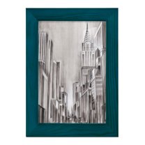 Art Deco Cityscape I -Framed Print w/glass-Ocean Blue