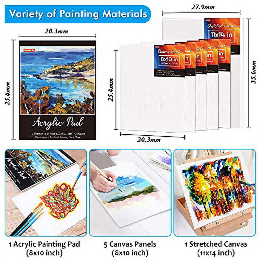 Acrylic Painting Set, Shuttle Art 59 Pack Professional Painting Supplies with Wood Tabletop Easel, 30 Colors Acrylic Paint, Canvas, Brushes, Palette, Complete Painting Kit for Kids, Adults, Artists