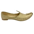 thumbnail image 3 of Men's Traditional Ethnic Gold Punjabi Jutti for Men Mojari Sherwani Jooti Loafers Wedding for Groom Handmade Shoe US 10 / EURO 43.5, 3 of 5