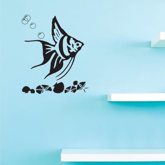 Custom Decals Rainbow Fish Wall Art Size: 16 Inches x 16 Inches Color: Black