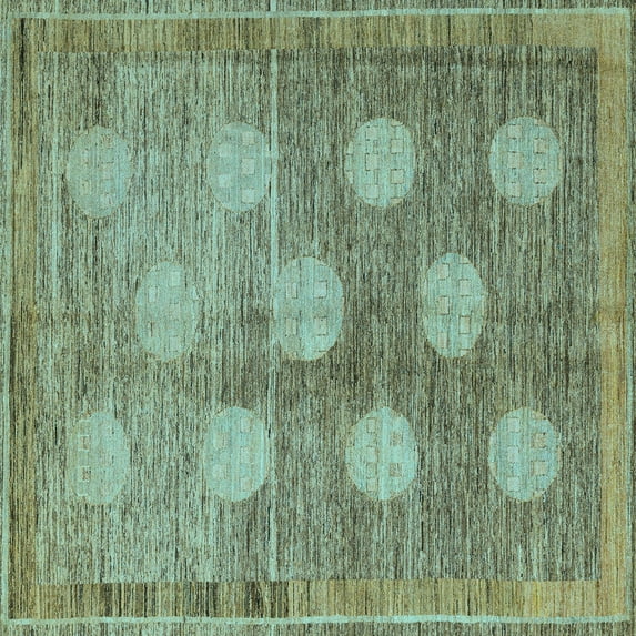 Ahgly Company Indoor Square Oriental Light Blue Modern Area Rugs, 6' Square