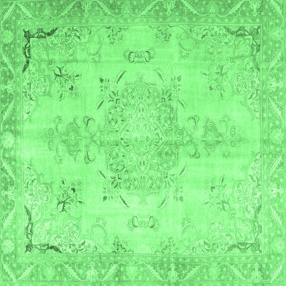 Ahgly Company Indoor Square Persian Emerald Green Traditional Area Rugs, 4' Square