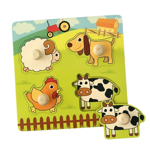 Cartoon Jigsaw Puzzles Fine Motor Skill Shape Matching Game Knob Puzzles Peg Puzzle Board for