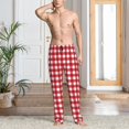 thumbnail image 2 of Balery Red Checkboard Pantalones de pijama para hombre, pijama ultraligero, pantalón de descanso-X-Large, 2 of 6