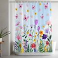 thumbnail image 5 of Spring Floral Shower Curtain Set, Waterproof Shower Curtains for Bathroom, Butterflies Botanical Blue Ombre Washable Fabric Cloth Bath Curtain for Bathtub Decoration with Hooks 54x78 Inches, 5 of 9
