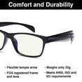 thumbnail image 4 of GAMMA RAY 003 Computer Readers Reading Glasses in Ergonomic Memory Flex Frame w UV Protection, Anti Blue Rays, Anti Glare and Scratch Resistant Lens in 53-16-140 Size with Optional Magnification, 4 of 9