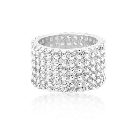 Wide Cigar Diamond Band, Pave Set Diamond Wedding Band, Multi Row Diamond Engagement Ring, Luxurious Anniversary Band Ring, 925 Sterling Silver, 2.5 Ct Simulated Diamond