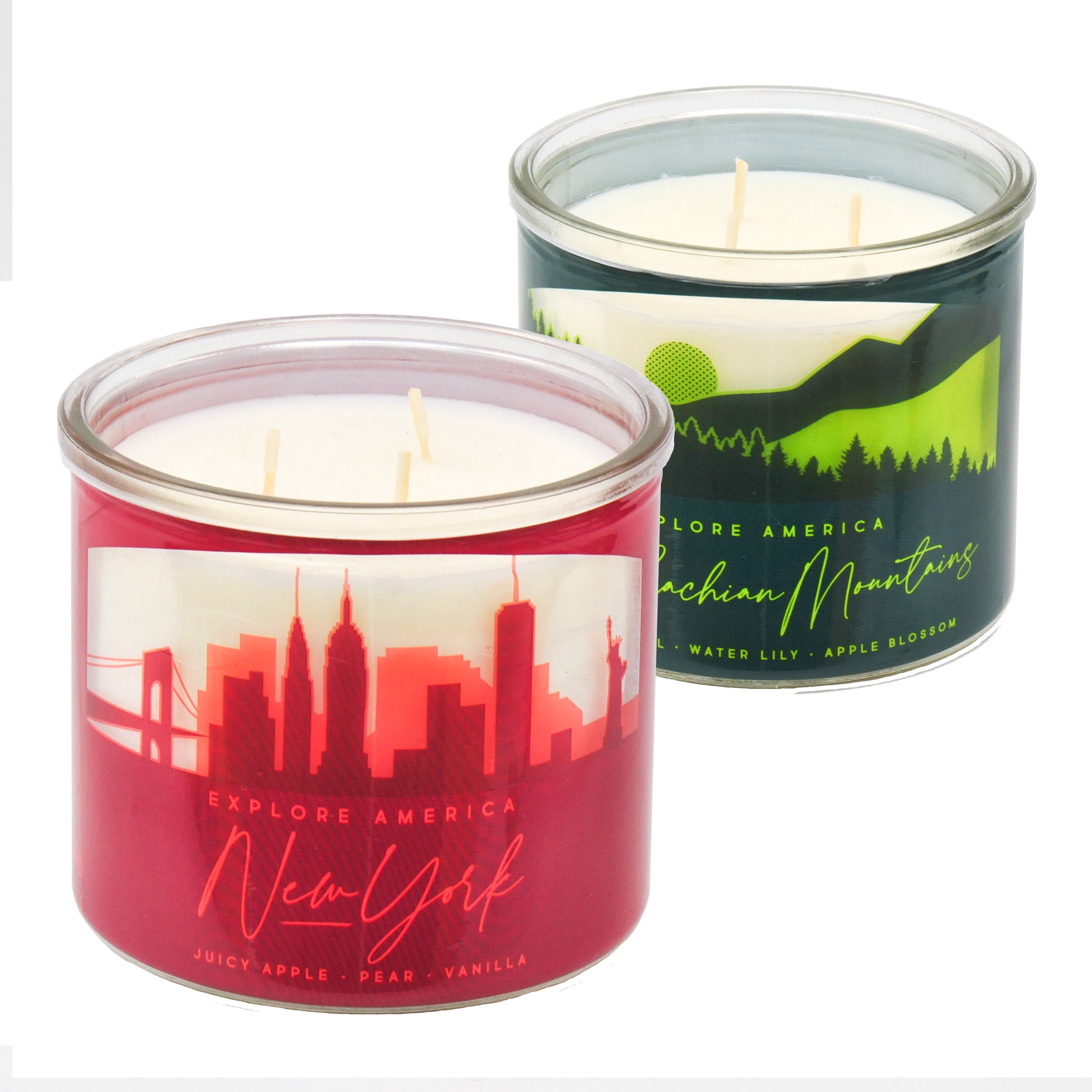 Mainstays 14-Ounce 3 Wick Candles New York and Appalachian Mountains Wraps, 2 Pack