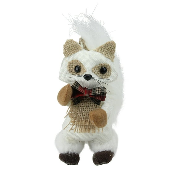 Melrose 7" Mini Standing Winter Fox Christmas Ornament - White/Beige