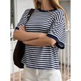thumbnail image 4 of Camiseta Mujer Cuello Redondo Holgada Con Rayas Marina De Guerra Y Blanco, 4 of 25