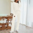 thumbnail image 5 of Women's Casual Pajama Set Fuzzy Knitted Long Sleeve Pj Loungewear,Beige,L, 5 of 8