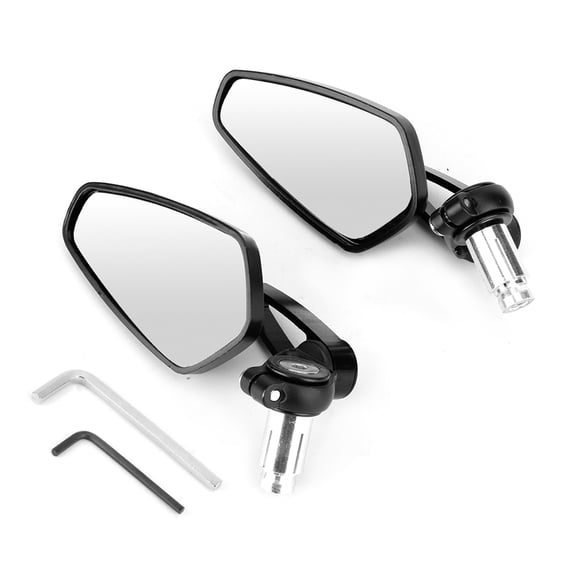 2pcs Motorcycle CNC Handle Aluminum Plane Rear View Side Mirror Reflector Accessory(Black )