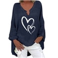 thumbnail image 1 of Camiseta suelta estampada a la moda para mujer Blusa de manga larga con cuello en V Tops casuales Pompotops  FGAJ3889, 1 of 5