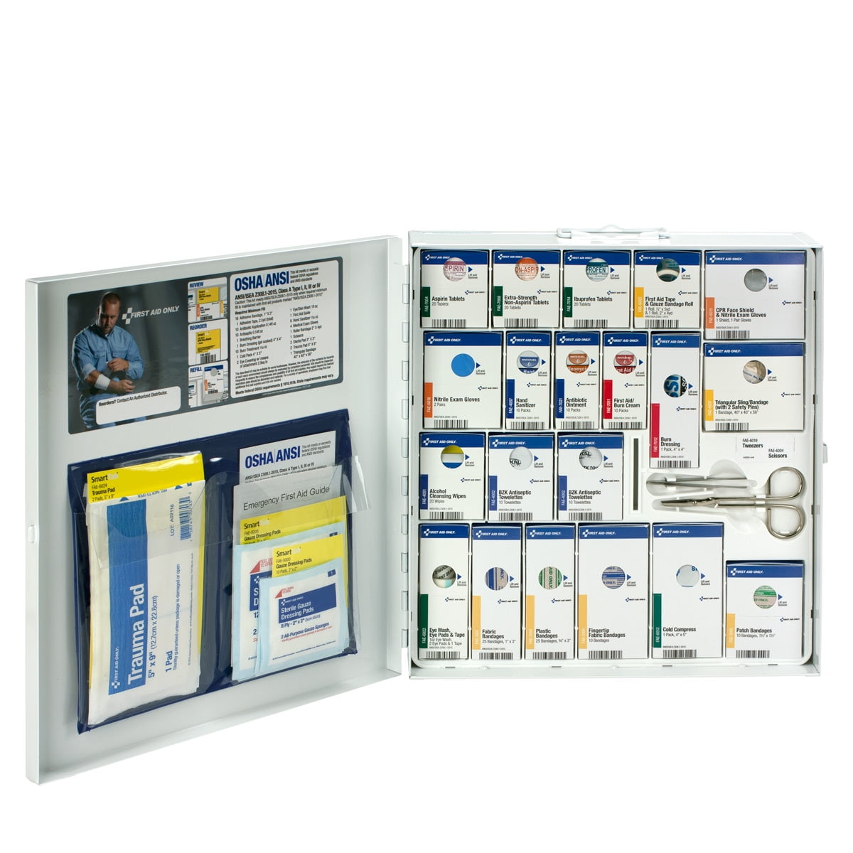 First Aid Only 50 Person Large Metal SmartCompliance First Aid Cabinet with Medications