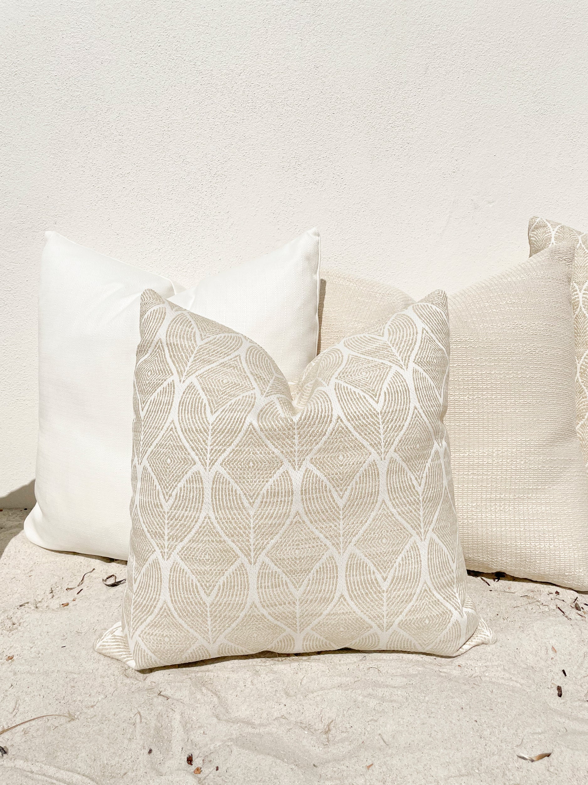 Cool Tropics Beige Indoor Outdoor Pillow 20x20