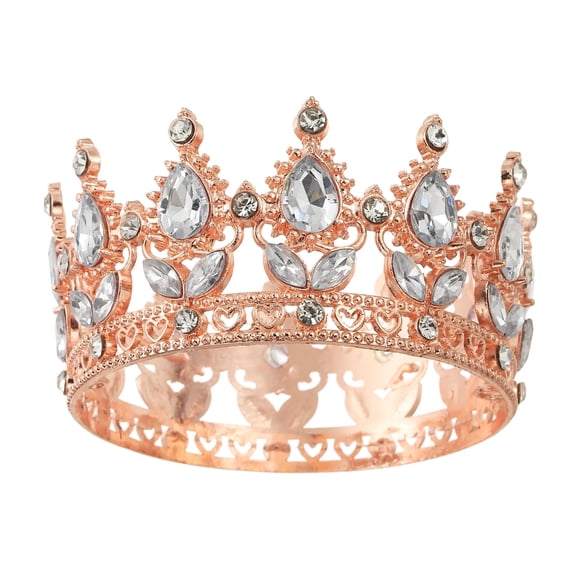 Uxcell Mini Crown Cake Toppers, Alloy Queen Princess Little Crown Tiara With Crystal for Birthday Cake Decor, Gold/White