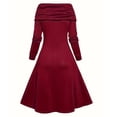thumbnail image 4 of qolati Sweater Dresses for Women 2024 Fall Winter Long Sleeve Cowl Neck Tunic Dress Causal Loose Splicing A-Line Swing Party Cocktail Dress Wine XXL 12, 4 of 6