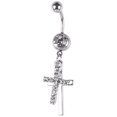 thumbnail image 2 of SNNROO Rhinestone Double Cross Dangle Navel Belly Button Barbell Ring Body Piercing Jewelry, 2 of 6