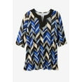 thumbnail image 4 of Woman Within Plus Size Contrast Notch-Neck Three-Quarter Sleeve Knit Tunic, 4 of 5