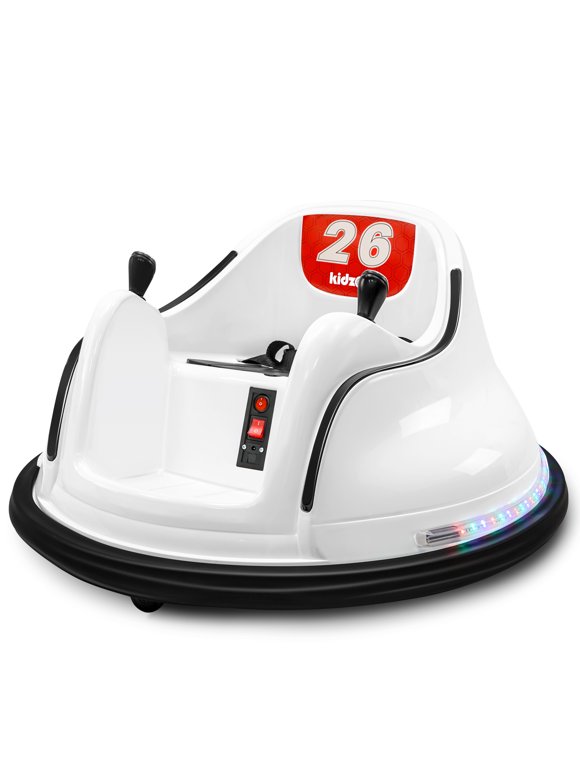 Kidzone DIY Race #00-99 6V Kids Toy Electric Ride On Bumper Car Vehicle Remote Control 360 Spin ASTM-certified, White