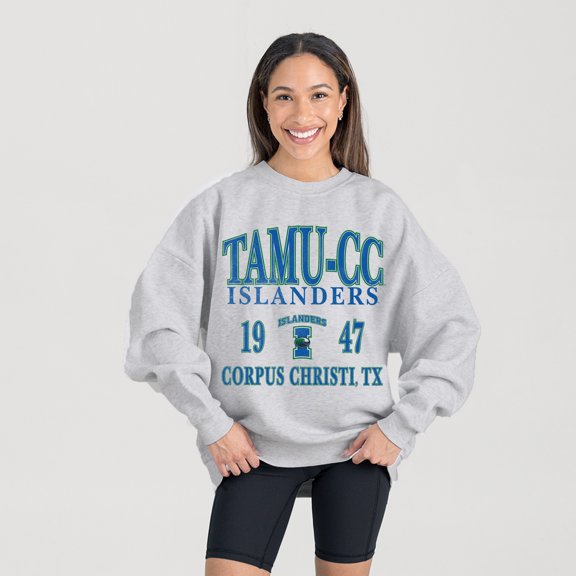 Women's Gameday Couture Ash Texas A&M Corpus Christi Islanders Premium Fleece Pullover Sweatshirt
