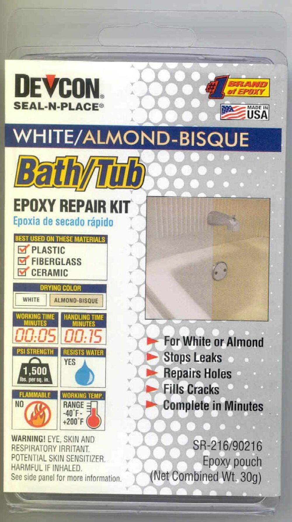 RV Trailer Camper Bathroom Bath Tub Repair Kit Almond/White 00290216