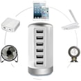 thumbnail image 3 of Universal USB Charger 6-Port Desktop USB Charging Station with Smart Identification Technology Compatible for All iPad iPhone 14 13 12 11 Pro Max Pixel Note Galaxy White, 3 of 7