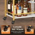 thumbnail image 3 of Bar Cart for The Home, 3 Tier Rolling Wine Cart, Drink Serving Cart with Lockable Wheels,  Liquor Utility Cart for Dining Living Room, Gold, 3 of 7