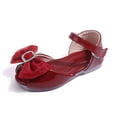 thumbnail image 5 of Sandals for Girls Rhinestone Buckle Bow Open Toe Princess Dress Shoes Summer Comfortable Footbed Ankle Strap Flat Shoes Red 10 Toddler, 5 of 5