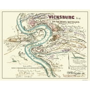 Civil War - Vicksburg Mississippi Rebel Batteries - Sherman 1863 - 29.13 x 23 - Matte Art Paper
