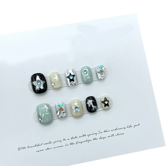 Gothic Short Press on Nails Handcrafted Round Accessories False Stick on Nails for Women and Girls