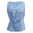 thumbnail image 3 of yunLCZ Square Neck Tank Top Women's Blouse Solid Color Tie With Bow Sleeveless Shirt Casual Summer Sleeveless Tops, 3 of 4