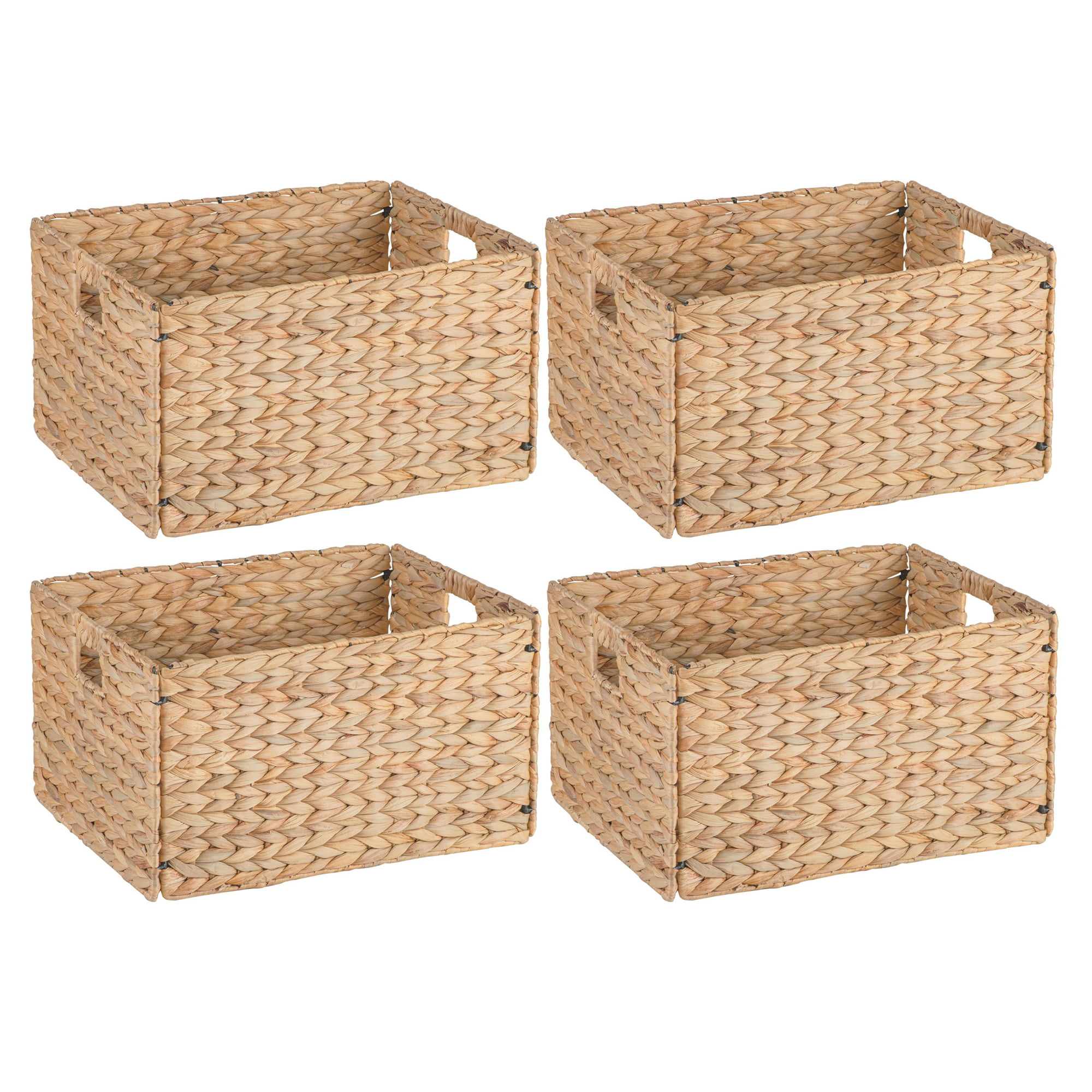 Natural Water Hyacinth Square Basket Gift Hamper Hand Woven 4 Sizes Available 