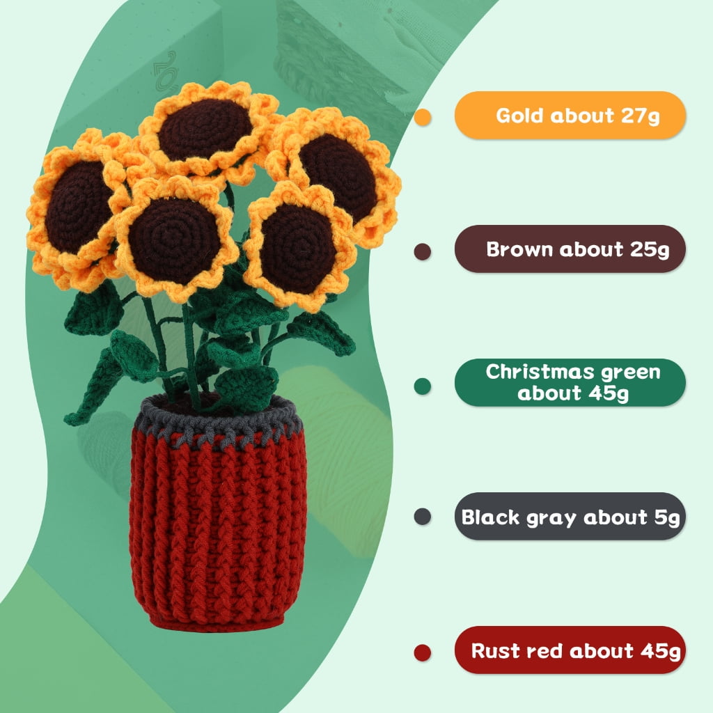 Beginners Crochet Kits Crochet Flower Kits with Crochet Hook, Yarn Balls, Needle, Instructions, Accessories
