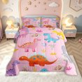 thumbnail image 2 of meiyoeat Kawaii Dinosaur Full Size Comforter Sets for Girls Kids, Volcano Dino Bedding Comforter Set, Pink, Pink Reversible, 3-Piece, 1 Comforter and 2 Pillowcases, 2 of 6