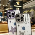 thumbnail image 2 of for iPhone Case,Luxury ElectroPlated Frame Glitter Sparkle Sparkly Star Pattern Camera Lens Protection Soft Shockproof Phone Case (Silver,iPhone 15), 2 of 5