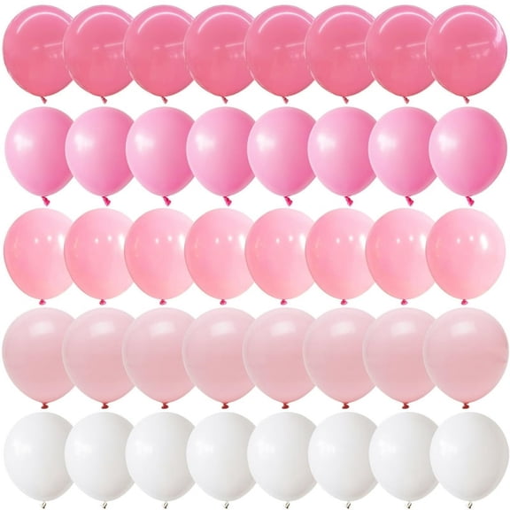 60Pcs 12 inch Dusty Light Pastel Pink White Balloons, White and Baby Pink Latex Balloon for Girls Women Birthday Wedding Bridal Baby Shower Party Decorations