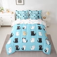 thumbnail image 2 of Castle Fairy Animal Cats Twin Bedding Sets,Black Blue White Bedding Comforter Set, 2 of 8