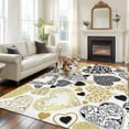 thumbnail image 3 of Valentine's Day Washable Area Rug 5 x 8 ft Abstract Black Gold Roses Water Drops Love Heart, Soft Non Slip Rugs Stain Repellent Indoor Felt Carpet for Living Dining Room Bedroom Home Office, 3 of 9