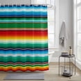thumbnail image 3 of Colorful Stripes Shower Curtain, Modern Abstract Blue Green Red Yellow Mexican Stripes Waterproof Shower Curtain Set with 12 Hooks Lightweight Bath Curtains Fabric Bathroom Decor 72x84 Inches, 3 of 9